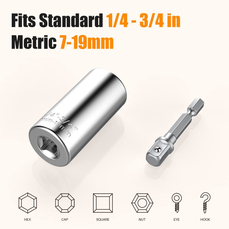 KUSONKEY Valentines Day Gifts for Him, Kusonkey Super Universal Socket Tools Gifts Stocking Stuffers for Men,Professional 7mm-19mm Tool Sets with Power Drill Adapter,Cool Gadgets for Him,Dad,Grandpa,Boyfriend - Image 3